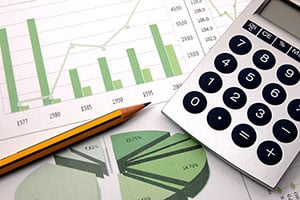 calculator on top of spreadsheet
