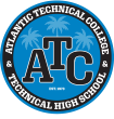 A circular blue logo displays ATC with the text Atlantic Technical College & Technical High School.