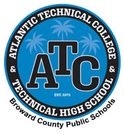 A circular blue logo displays ATC with the text Atlantic Technical College & Technical High School.